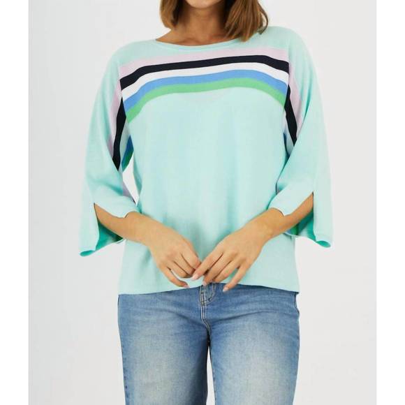 ZAKET & PLOVER | Tops | New Zaket Plover Rainbow Stripe Top In Aquastripe | Poshmark